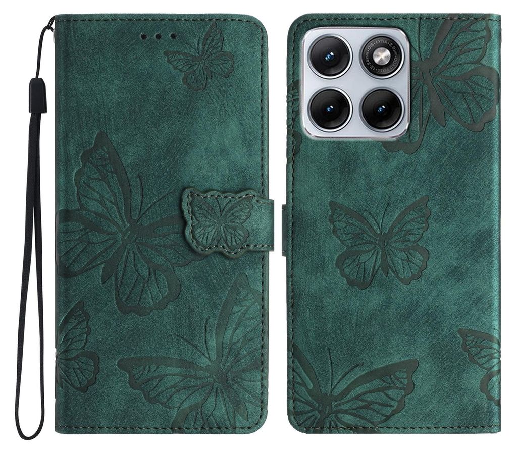 Motorola Edge 70 Fusion Hülle - Coverup Schmetterlinge Klapphülle - Grün