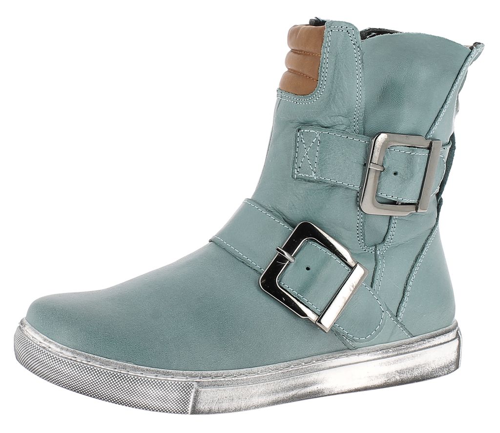Andrea Conti Damen Stiefelette rockiger Leder Boot Riemen Produktbild 