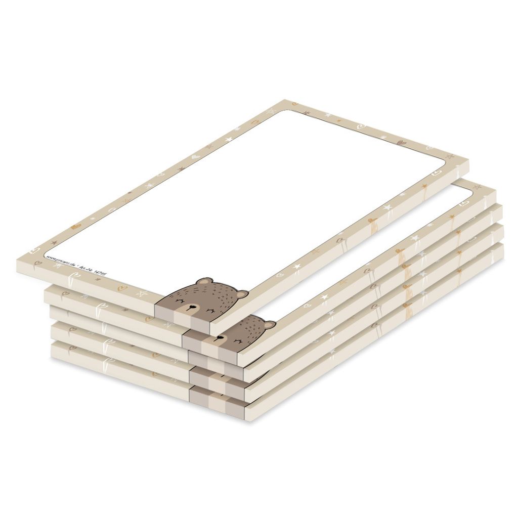 PRICARO Notizblock "Grizzlybär", magnetisch, A6, 5 Stück Produktbild 