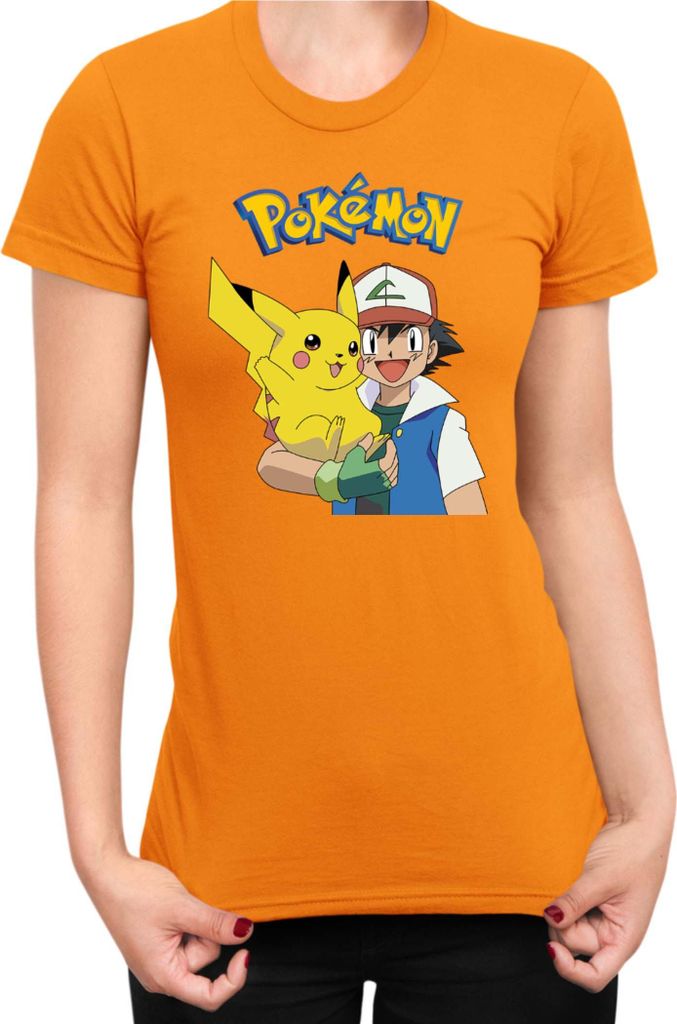 Damen T-Shirt Japan Manga Anime Comics Pokemon 013, Lady L / Orange
