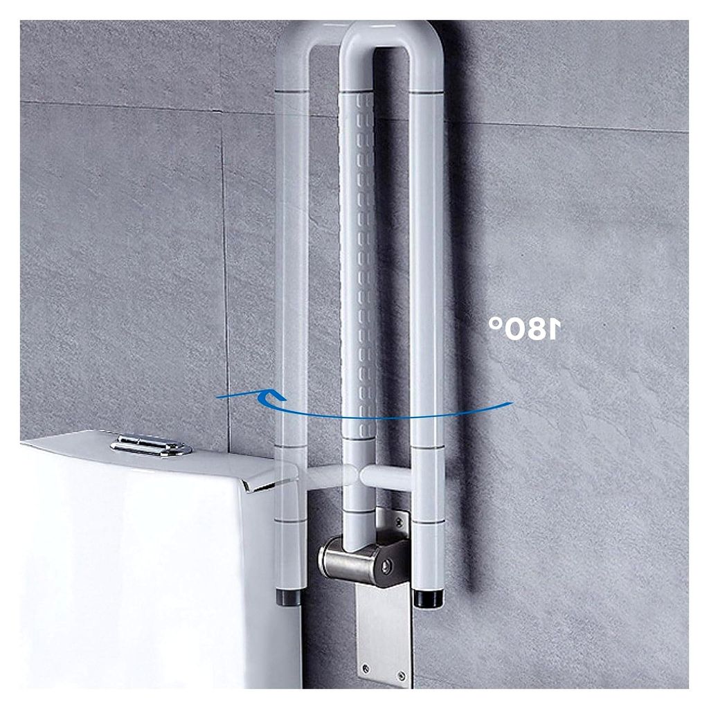 Wandstützgriff für Toiletten, 60 cm, Haltegriff für Behinderten-WC, I-förmiger rutschfester Handlauf mit Bein für Senioren, Stützhilfe und Au...