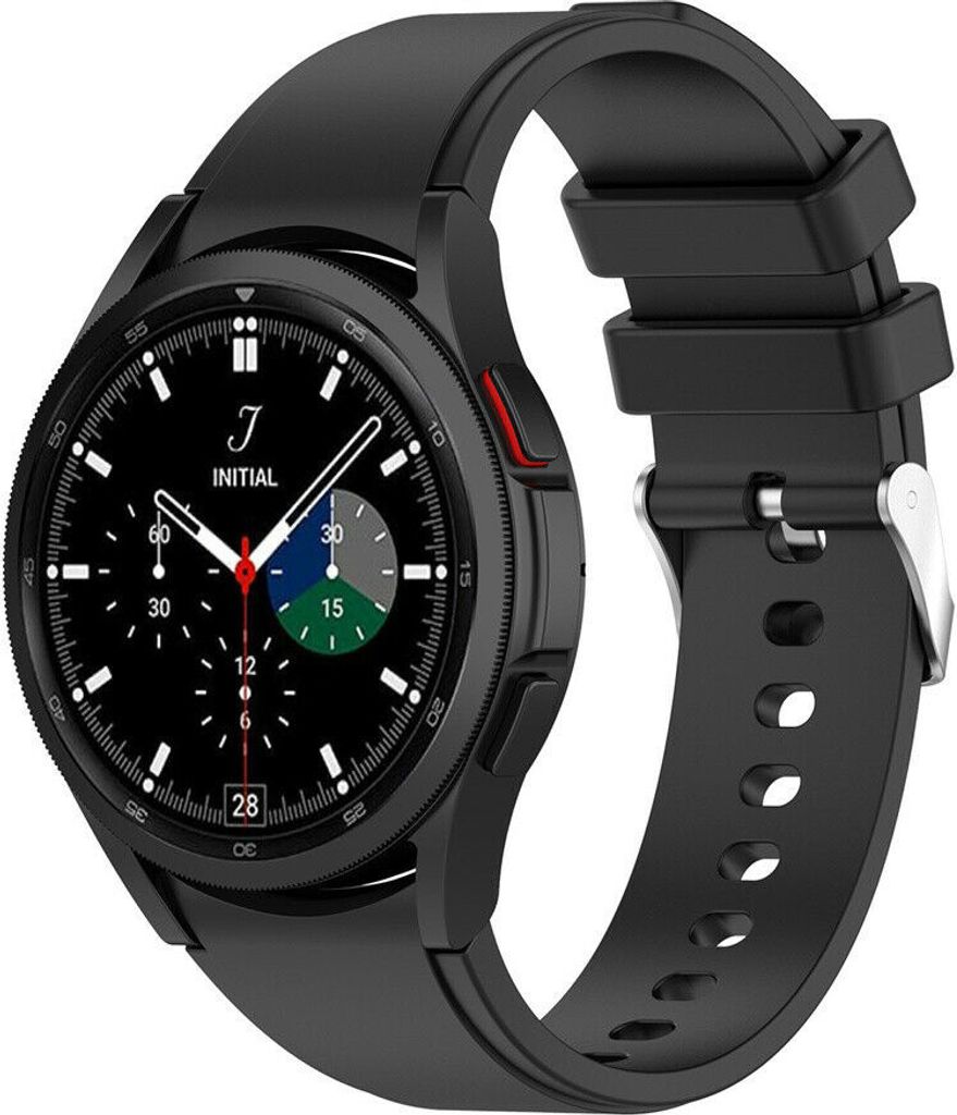 Strap-it Samsung Galaxy Watch 4 Classic 46mm Armband Silikon (Schwarz)