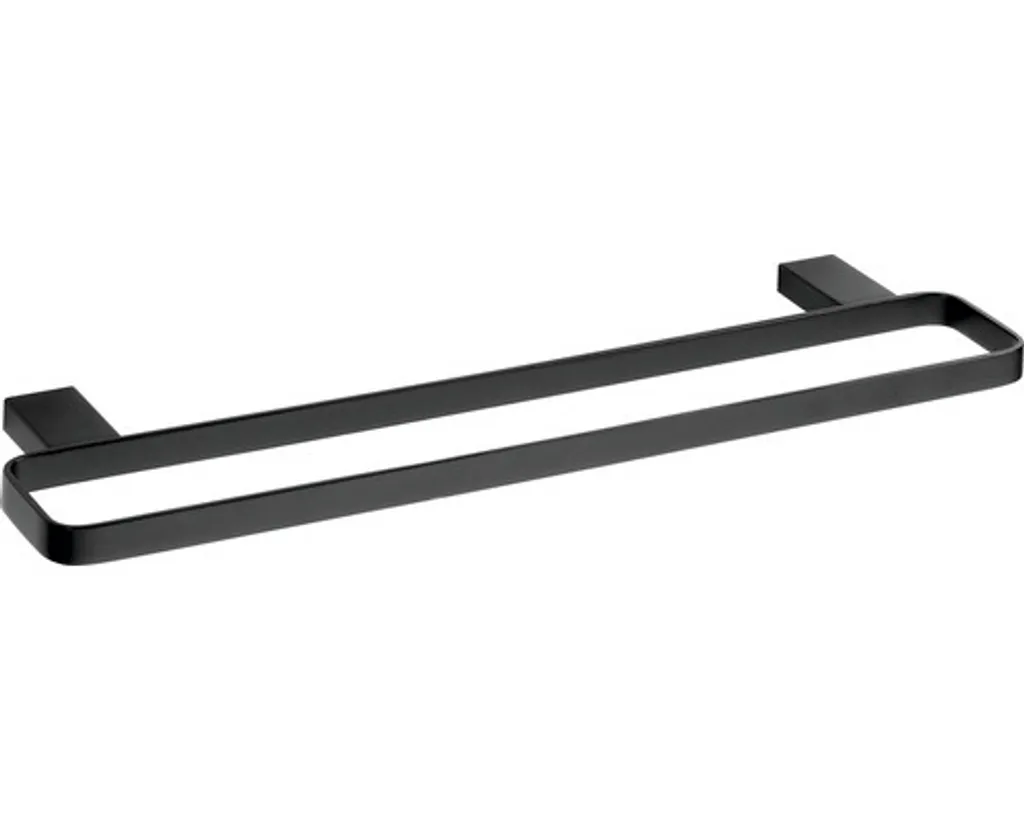 Barre porte-serviette double murale NERO 50cm en laiton noir d'architecte