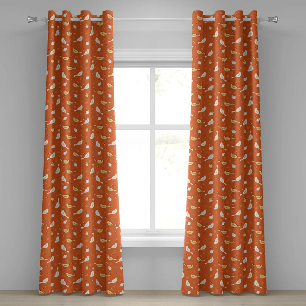 Tenda Boho ABAKUHAUS Uccellini Arancio e Giallo - 280 x 175 cm