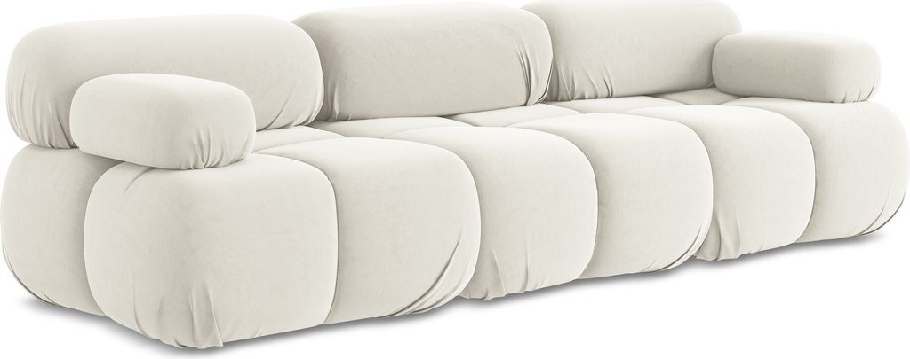 3-Sitzer Modulares Sofa - Samt - Hell beige - LOKUA
