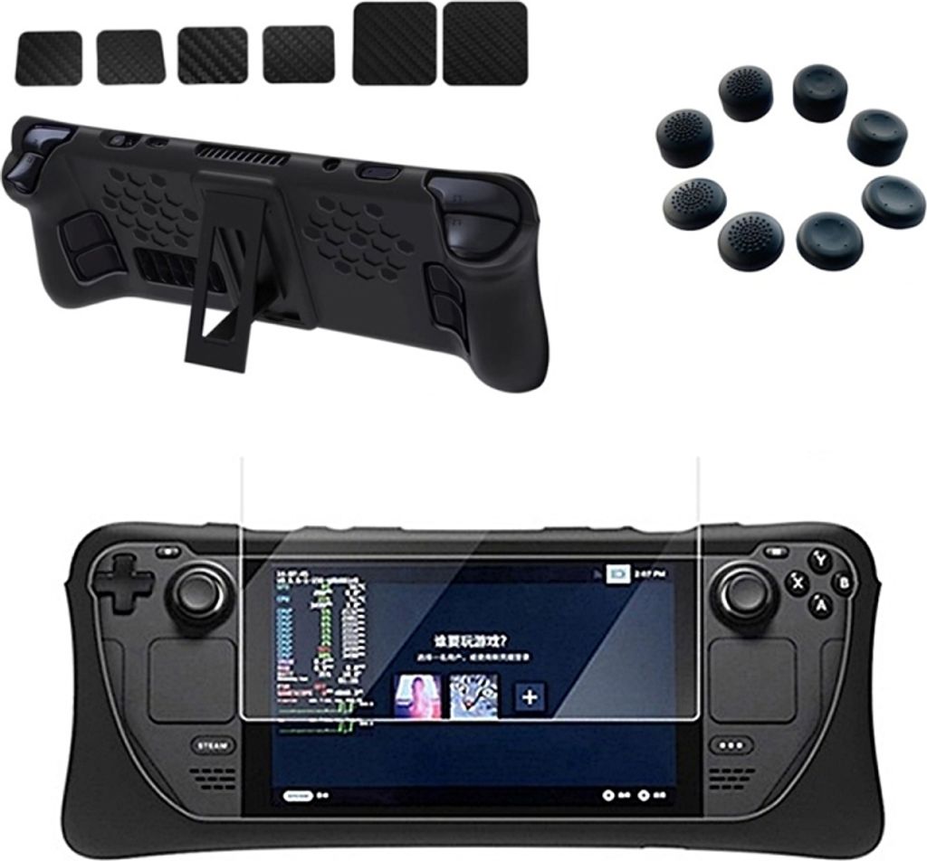 Für Steam Deck Spiel Konsole Silikon Schutzhülle Set mit Halter