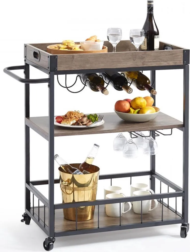 Carrello Happyment Nero 3 Ripiani: Organizer Moderno su Ruote per Ufficio