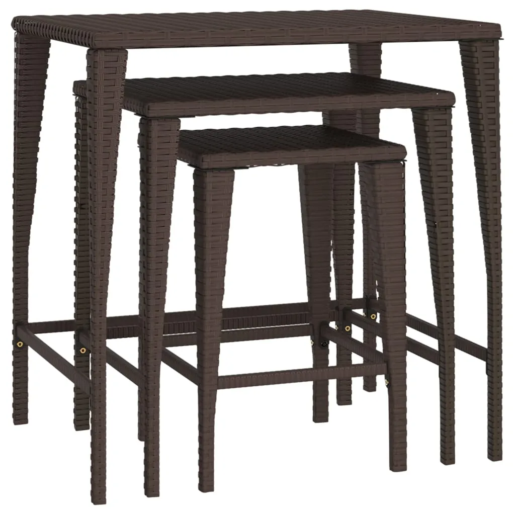 Tables de salon modulables pour petit espace : 3 tables d'appoint marron