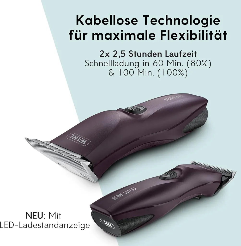 Tondeuse Wahl KM Supera pour Chevaux Difficiles avec 2 Batteries sans Fil - 3