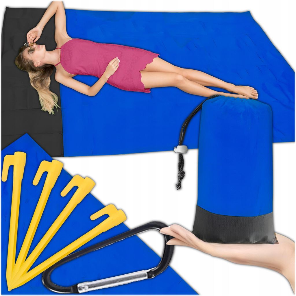 KRUMAD Picknickdecke XXL 210×200 cm wasserdicht & sandabweisend – leichte Outdoor Decke für Strand, Camping & Festival mit Tasche, Dunkelblau