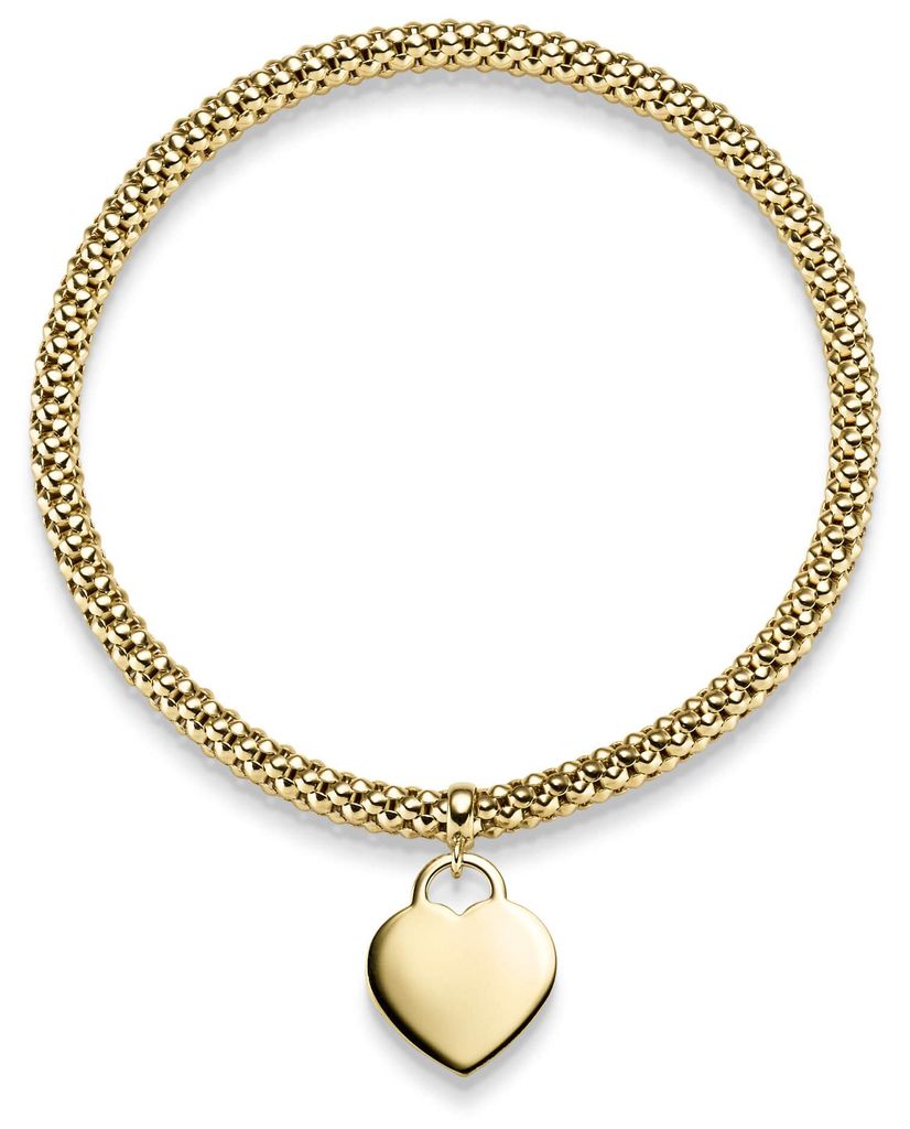 4mm Himbeer-Armband elastisch Herz Anhänger 585 Gold Produktbild 