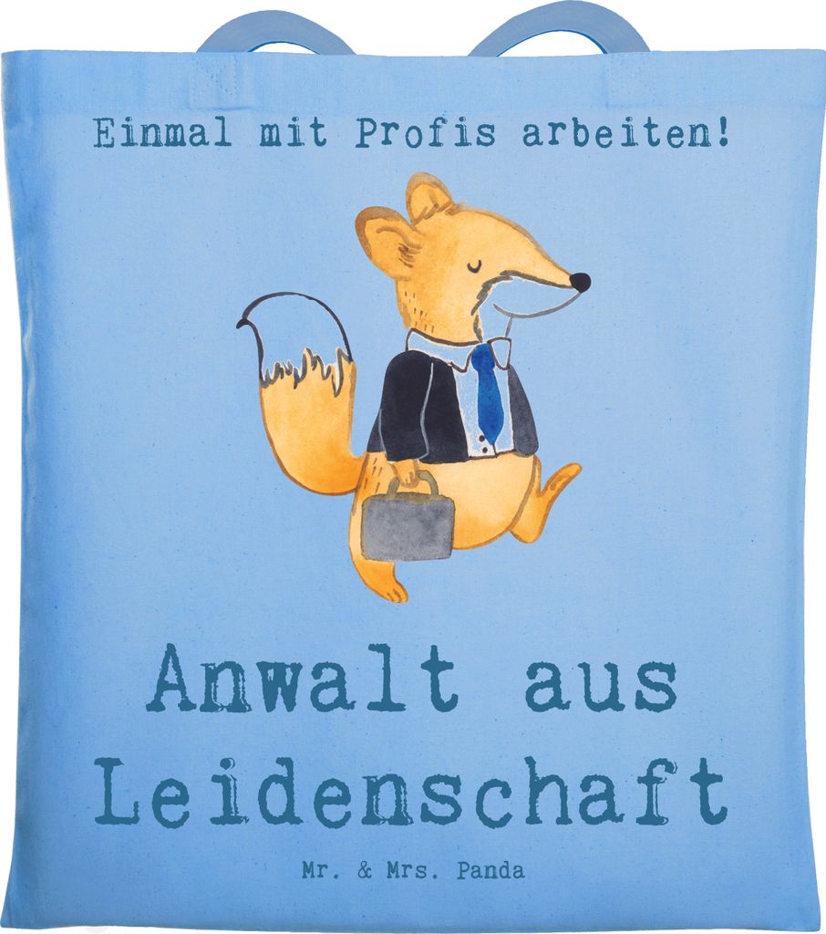 Mr. & Mrs. Panda Shopping Tasche Anwalt Leidenschaft - Sky Blue - Geschenk, Einkaufstasche, Anwaltskanzlei, Uni, Jurist, Laptoptasche, Jutebeutel, ...