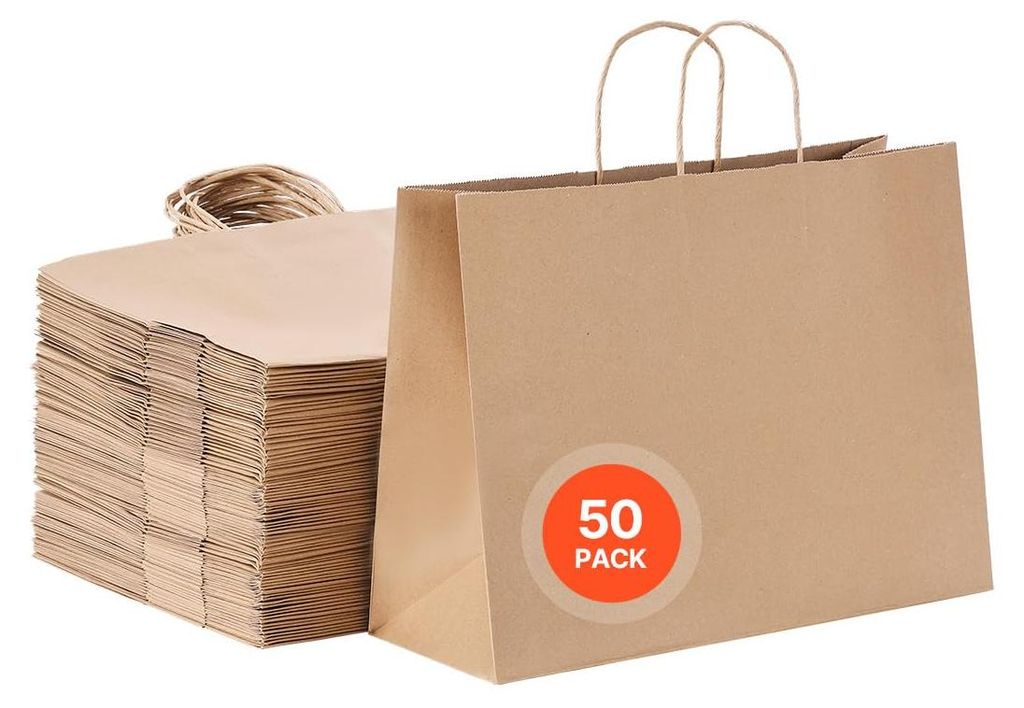 Sacs en papier kraft VEVOR, paquet de 50, sacs cadeaux avec Image du produit 