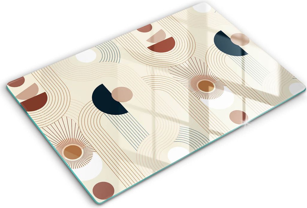 Glasschneideplatte - Herdabdeckplatte - 80x52 cm -Schneidebrett - Spritzschutz -Boho -Formgeometrie