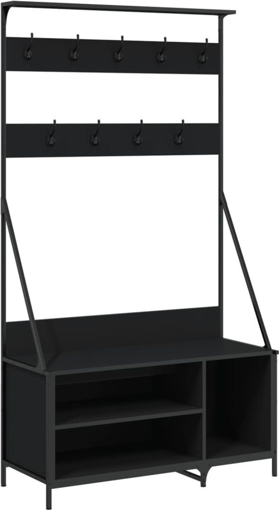 vidaXL Wieszak na ubrania z półką na buty czarny 100x41x184 Zdjęcie produktu 