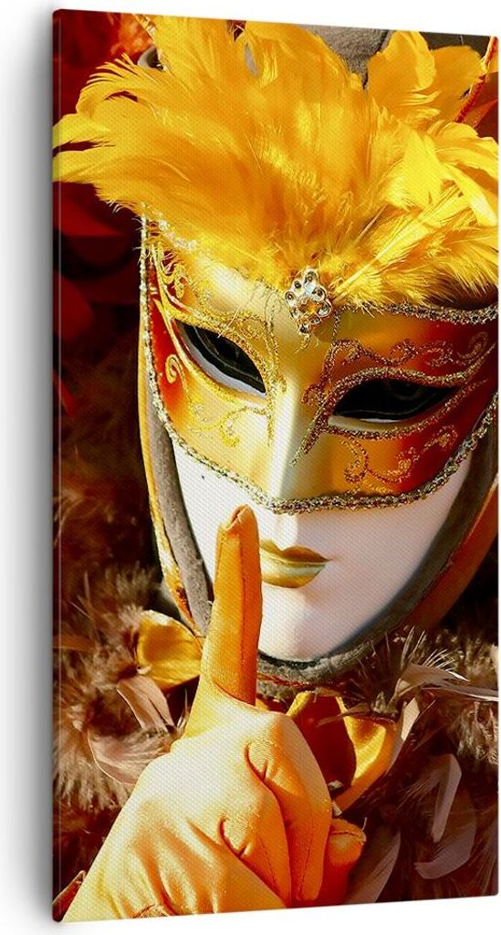 Bild auf Leinwand - Leinwandbild - Venezianische Maske bunt Karneval - 55x100cm - Wand Bild - Wanddeko - Leinwanddruck - Bilder - Kunstdruck - Lein...