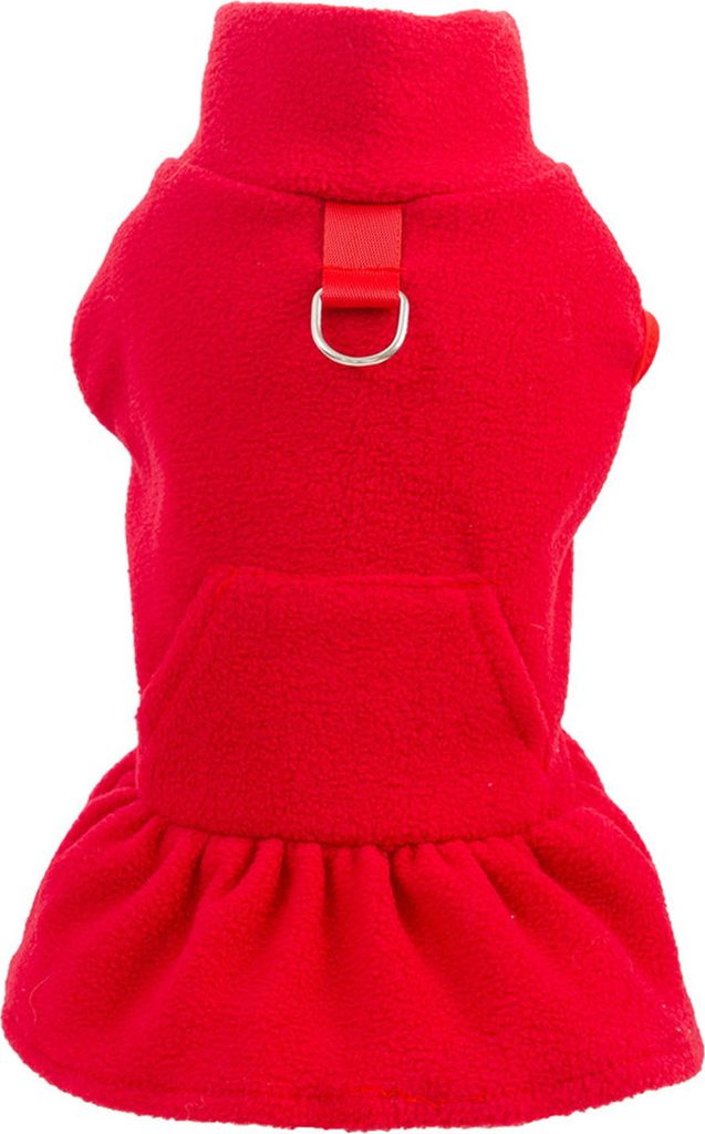 Haustierkleid Herbst Winter D-förmiger Ring Plissee Saum Einfarbig Dickes Fleece Ärmellos Zweibeinig Kleine Mittelgroße Hundewelpen Outfit Kleid...