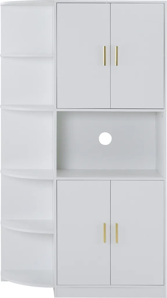 AIORBER Buffet 180 cm avec Étagère d'Angle Modulable Blanc Moderne - 8