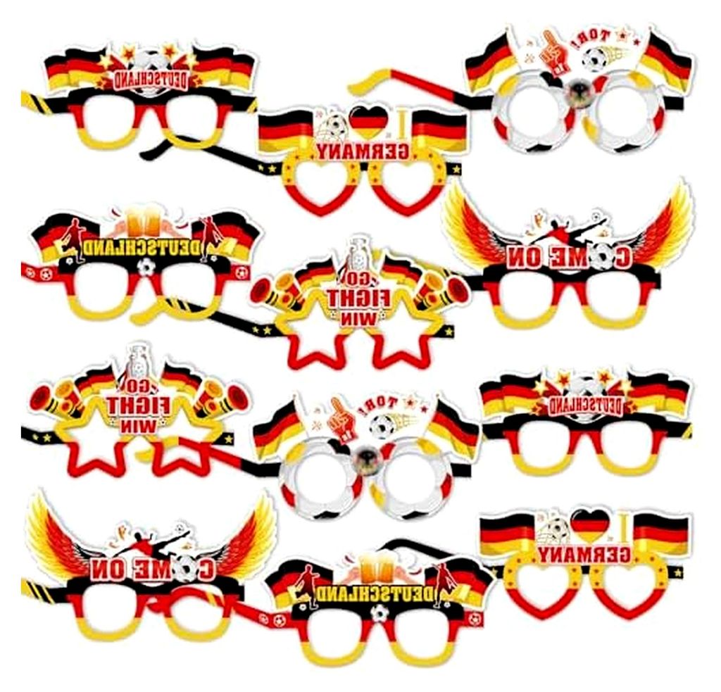 Fußball EM Partybrille, Papierbrille 2024 für die Fußball EM, Foto Requisiten für Deutschland, Frankreich, England, Deko zur Fußball Europamei...