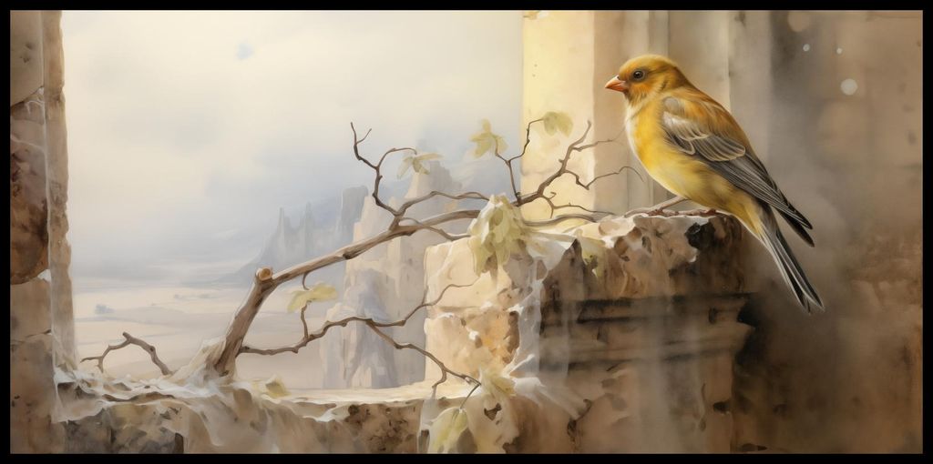Plakat 91,3x44,5cm Kanarienvogel am Rand