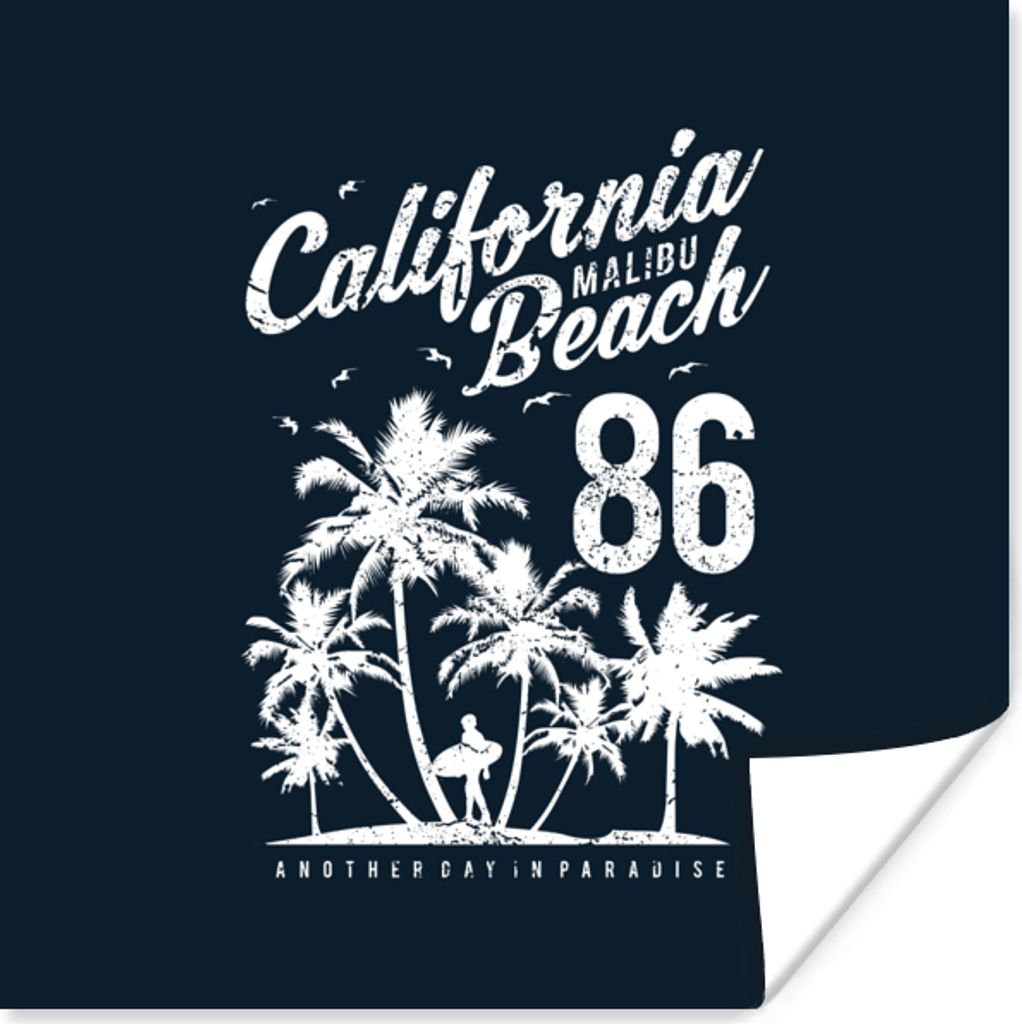 MuchoWow Poster Brandung - Strand - Palme - Vintage 75x75 cm - Wand Dekoration