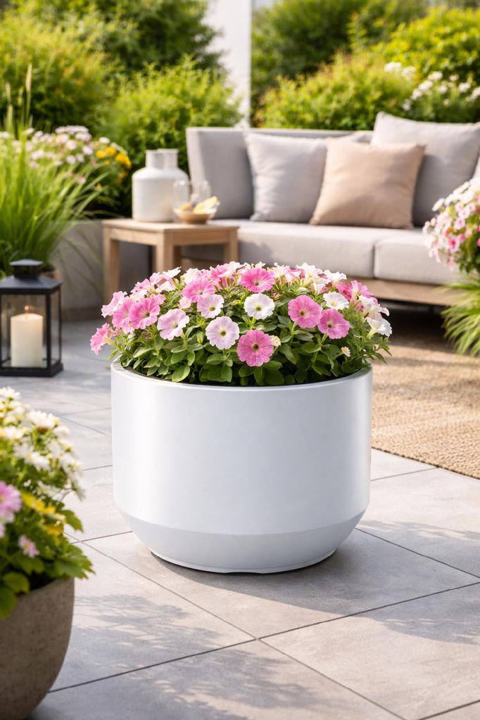 Fioriera elegante con superficie liscia e base conica Immagine del prodotto 