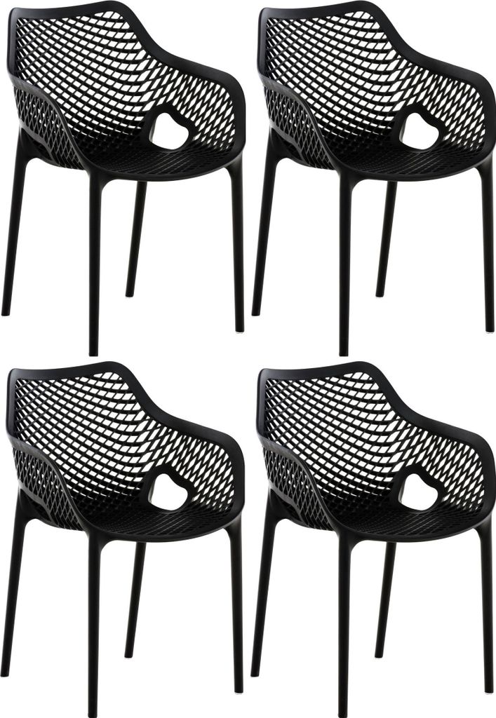 CLP Gartenstuhl Air XL 4er Set, Modern, Gestell Kunststoff, stapelbar, wetterfest Farbe schwarz