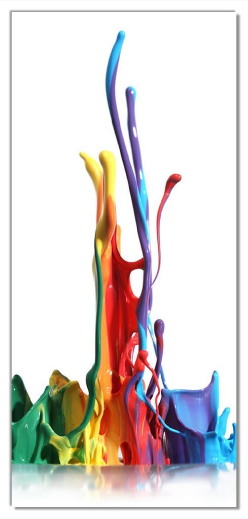 Wallario selbstklebende Türtapete 100 x 220 cm - Farbklecks von links - Bunte Farben auf Abwegen - Abwischbar, rückstandsfrei zu entfernen