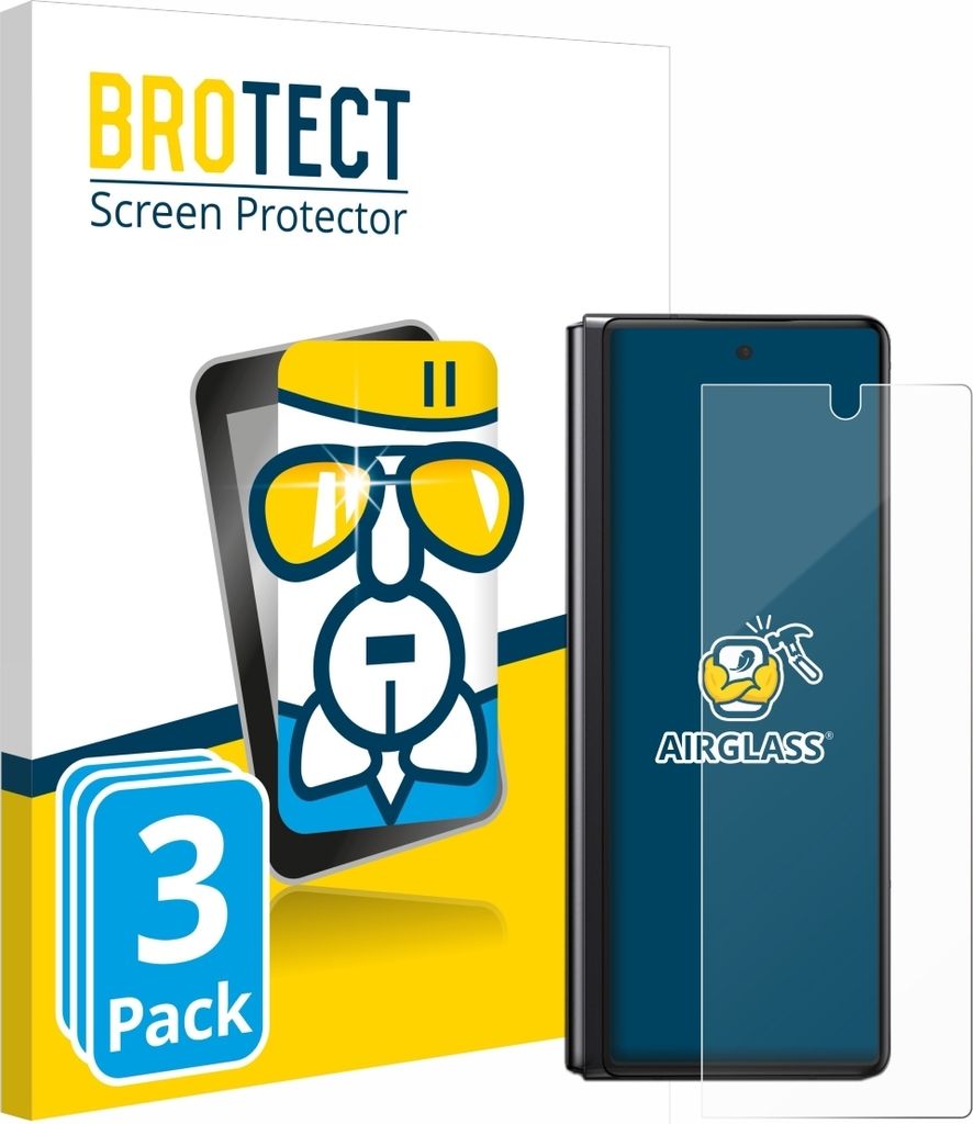 3x BROTECT Schutzglas für Samsung Galaxy Z Fold 2 5G Schutzfolie Panzer Folie Glas Display Schutz klar