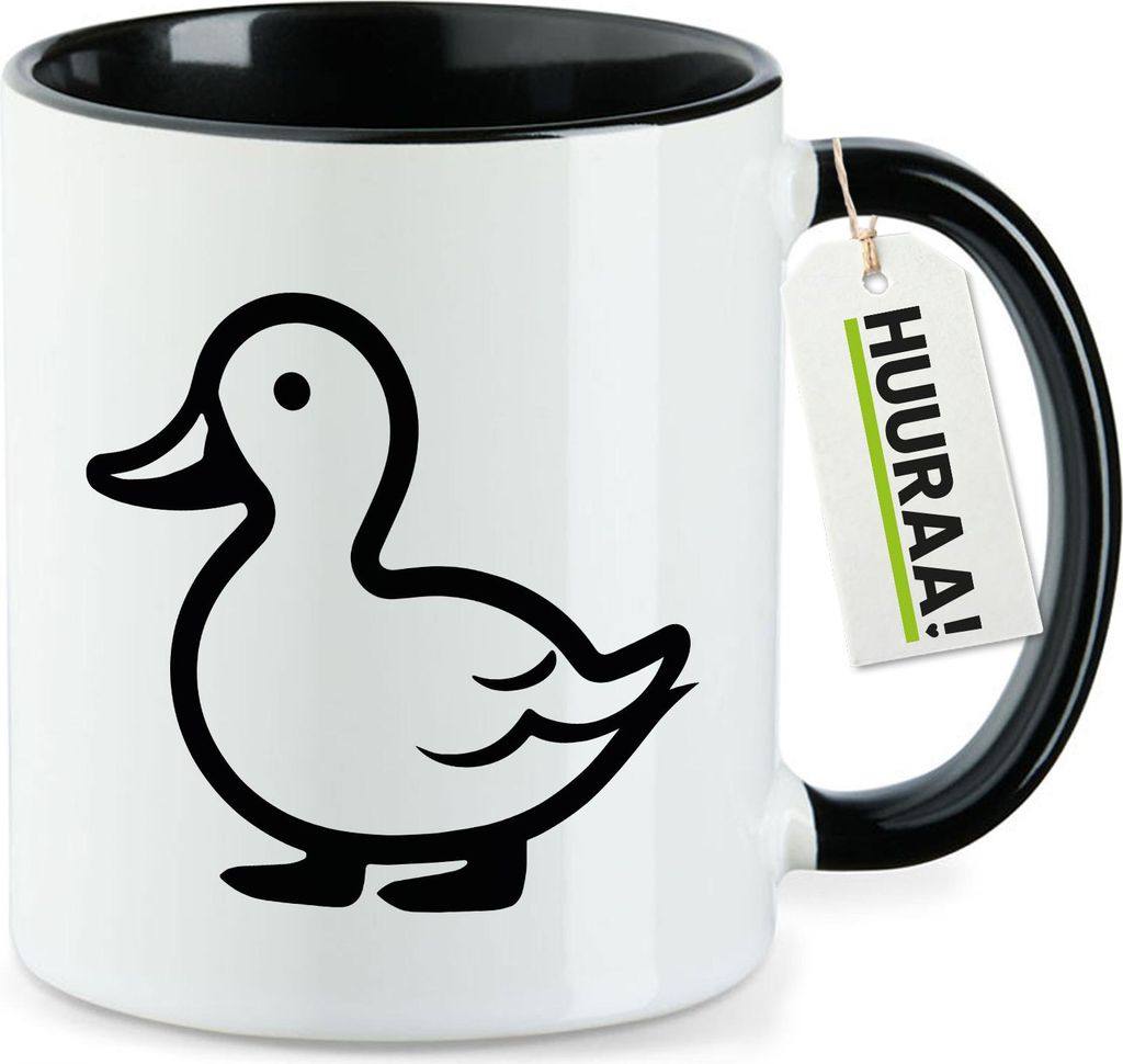 Huuraa Kaffeetasse Ente Silhouette 330ml Schwarz Keramik Kaffeebecher Geschenkidee