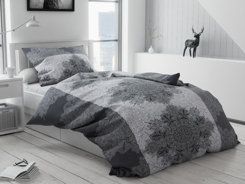 Baumwollbettwäsche Großes Mandala Dunkelgrau Produktbild 