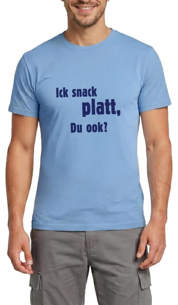 Spreadshirt Ick Snack Platt, Du Ook Norddeutsch Dialekt Männer T-Shirt, XXL, Carolina Blue