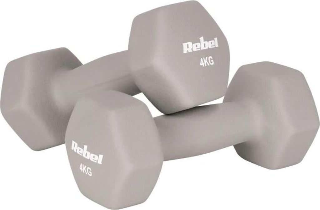 Rebel RBA-2330-4 Manubri in ghisa e neoprene HEX 2×4 kg, Immagine del prodotto 