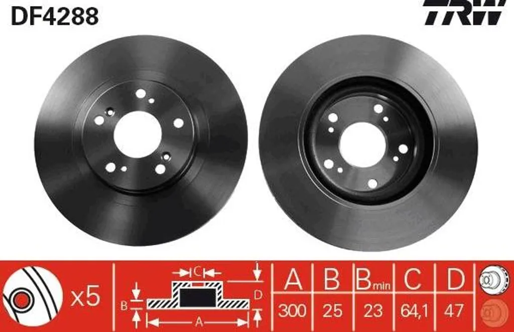 Disque de frein TRW DF4288 OE 45251S6MA10 haute précision pour Civic