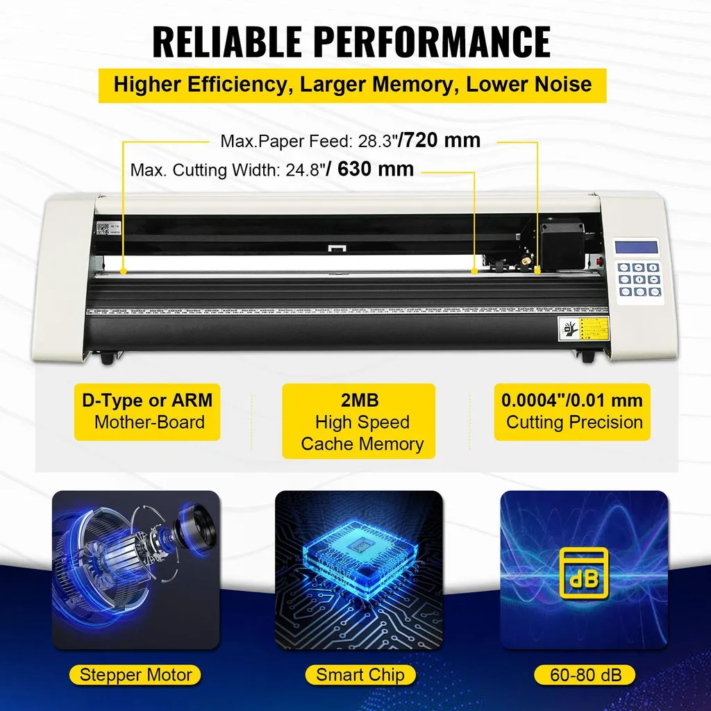 Plotter de Découpe Vinyle Professionnel 720 mm avec Support Stable Blanc - 6