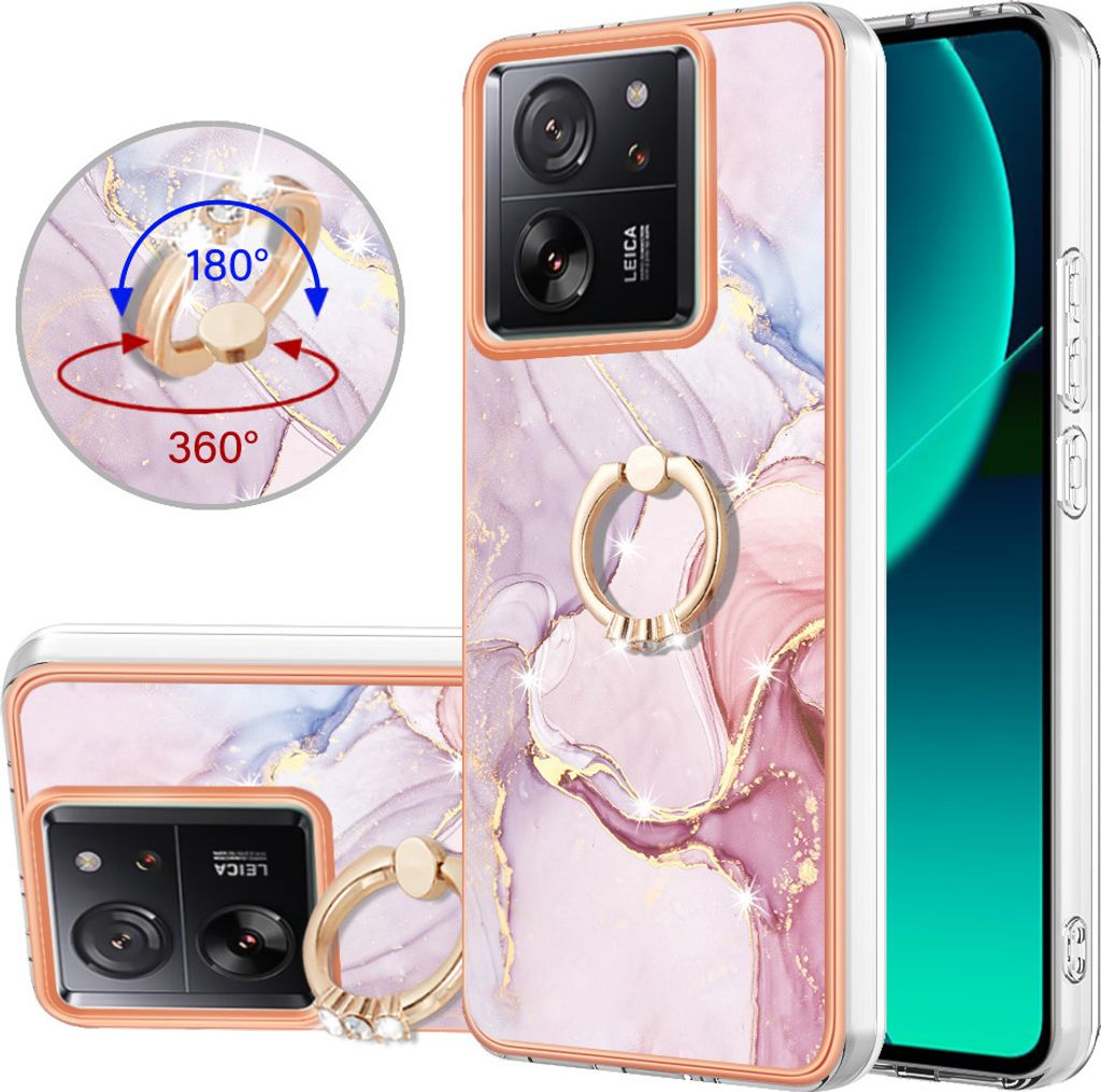 Hülle für Xiaomi 13T / 13T Pro Muster TPU Silikon Stoßdämpfer Bumper Schutzhülle mit Ring Ständer Kupfer