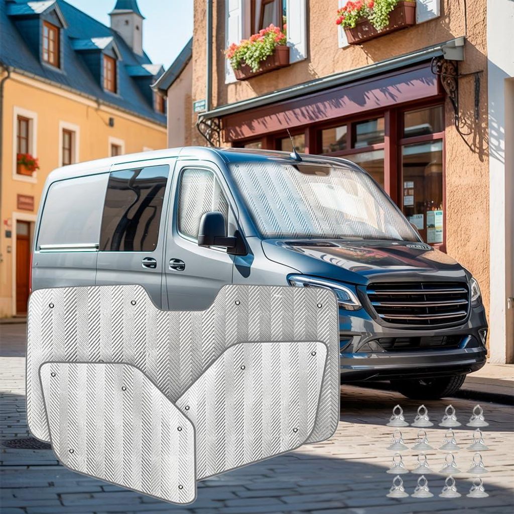 Thermomatten Set Sprinter W907 2018-2025 – 3-teilig Sonnenschutz & Wärmeschutz für Frontscheibe & Seitenfenster, faltbar