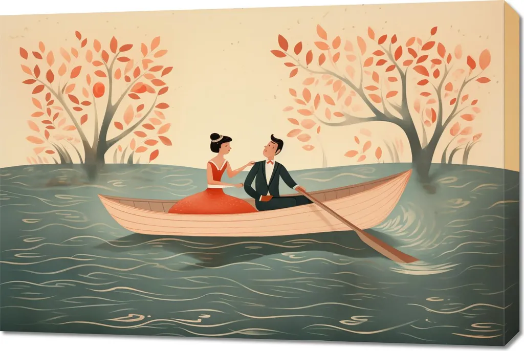 Quadro Su Tela 90x60 Fiume Romantico | Stampa Professionale HD