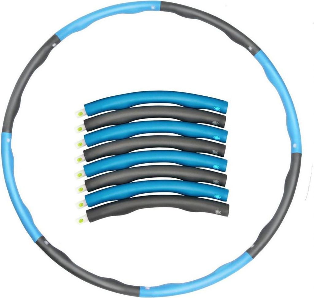 Abnehmbarer Hula-Hoop mit Massage, 8-teilige Schaumstoff-Ausführung mit Extra-Gewicht, Blau/Grau für Fitness-Training