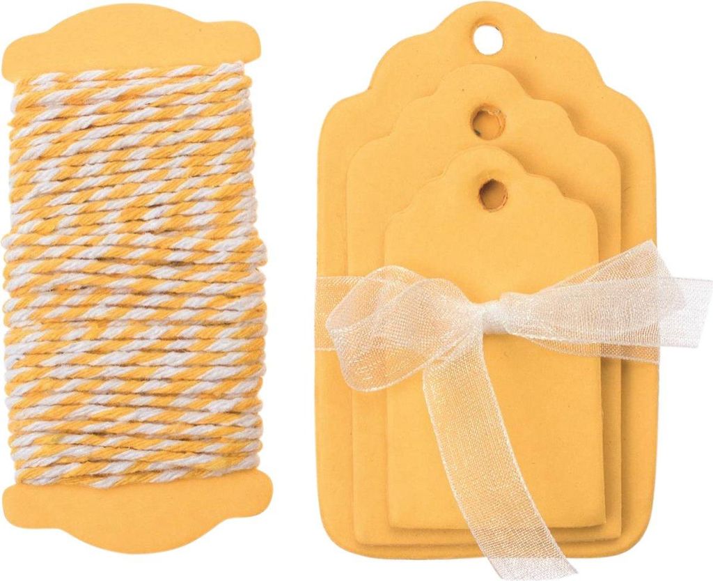 Glorex Papier-Etiketten gelb 5-8 x 3,5-5 cm, 15 Stück
