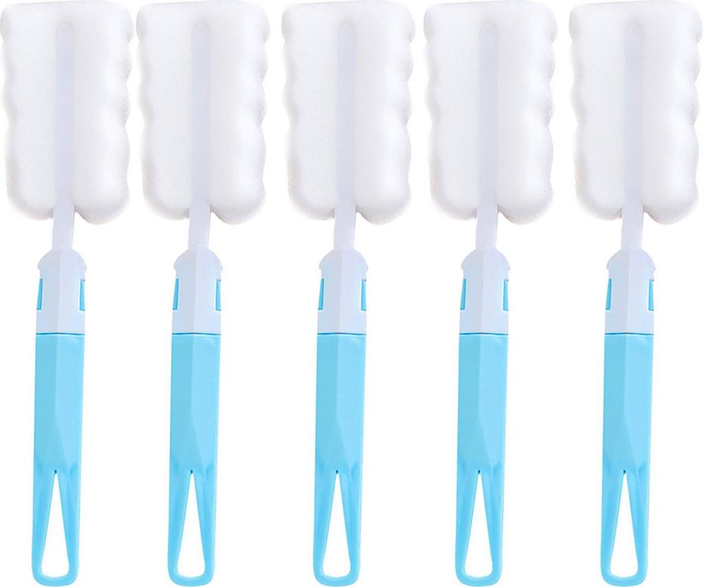 5-teilige Flaschenbürste, Schwamm-Tassenreiniger, abnehmbarer langer Griff, tragbare Reinigungsbürste für Tassen, Gläser, Wasserflaschen