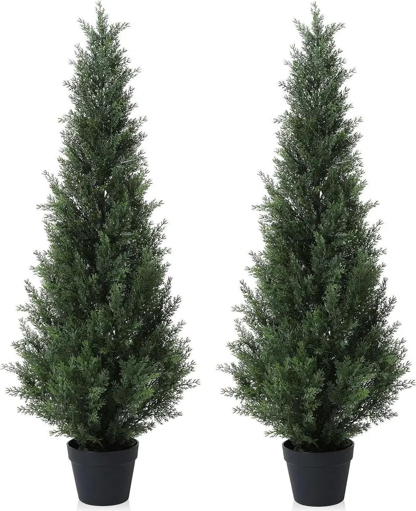 Duo de cèdres artificiels artificiels 125cm - Feuillage persistant dense