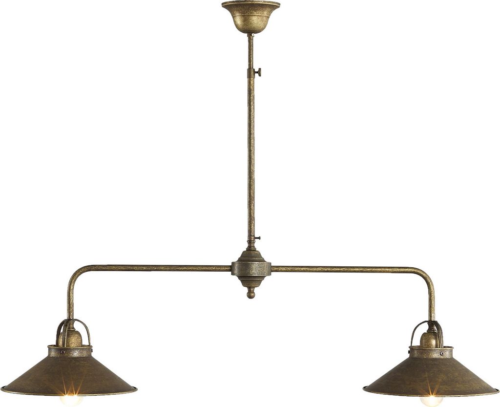 Deckenleuchte Messing in Bronze Antik matt E27 2-flammig länglich Industrial Design Deckenlampe