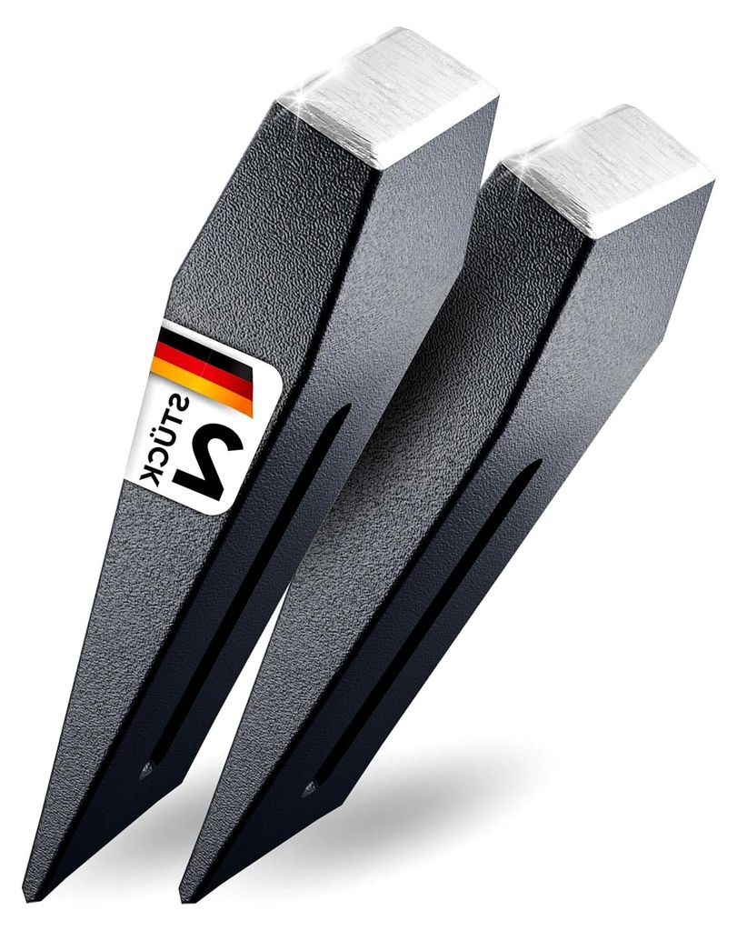 2x Langlebiger Spaltkeil für Holz - Splitting Wedge Holzspaltkeil Grau - Treibkeil zum Holz spalten - 2Kg
