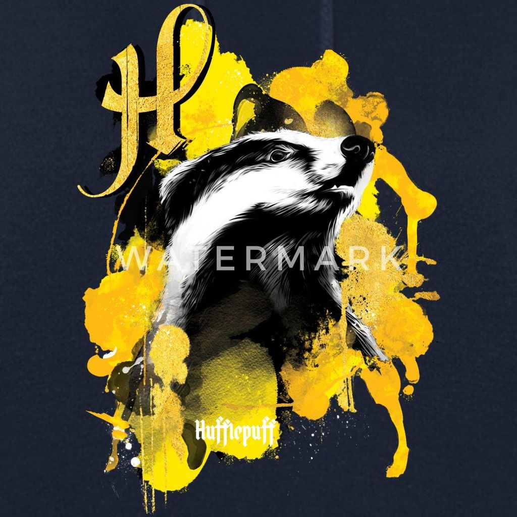Spreadshirt Harry Potter Haus Hufflepuff Dachs Damen Hoodie, XL, Navy