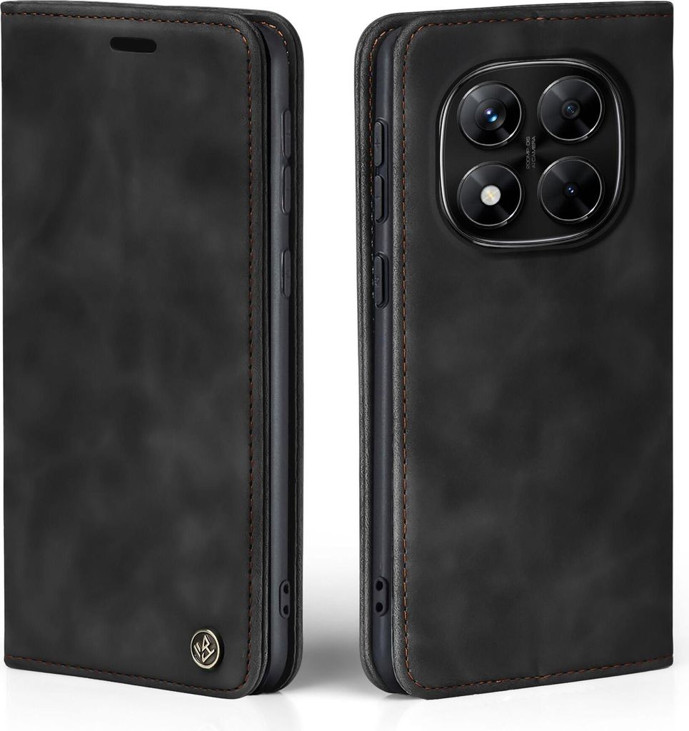 Handy Hülle für Xiaomi Redmi Note 14 Pro Klapphülle Bookcase Flip Cover Handy Tasche Etui Farbe: Schwarz