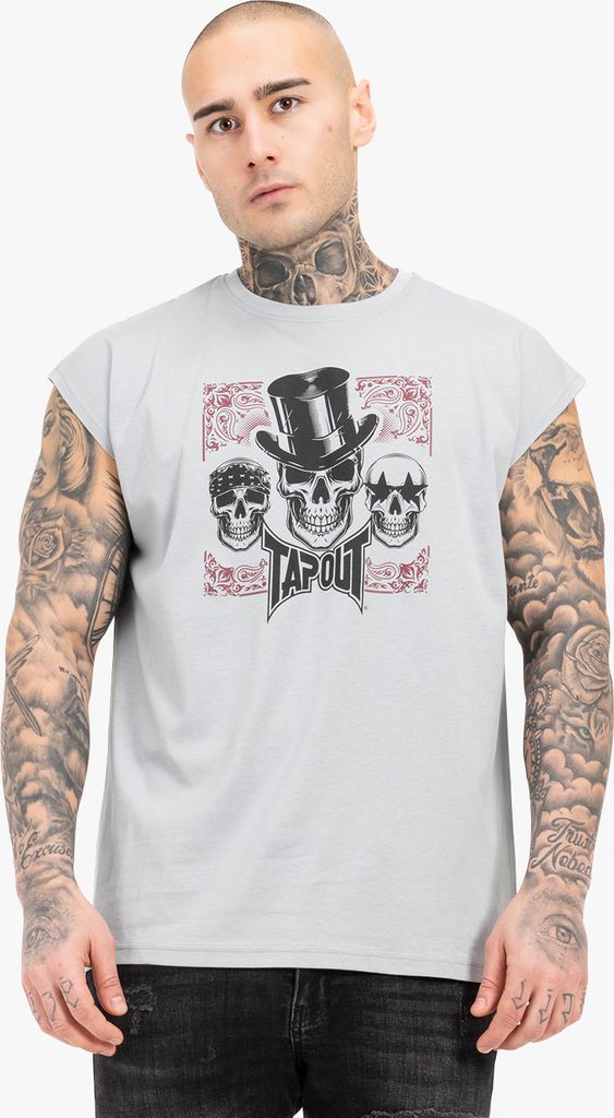 Herren ärmelloses T-Shirt normale Passform SKULL TANK Grey/Black/Red M Tapout