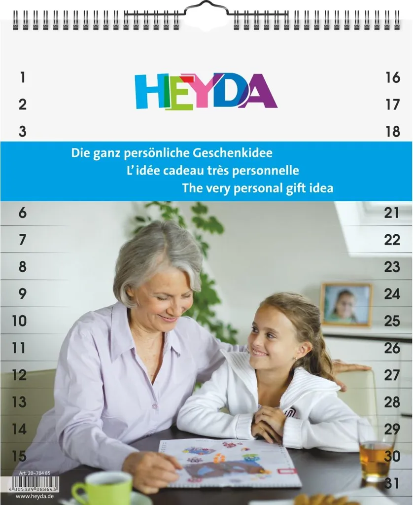 Calendrier Mural à Personnaliser Heyda 29x35 cm KreativKal iw pour DIY