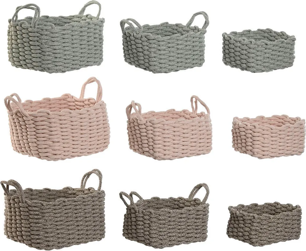 Rangement salle de bain set de 3 paniers Home ESPRIT vert beige rose