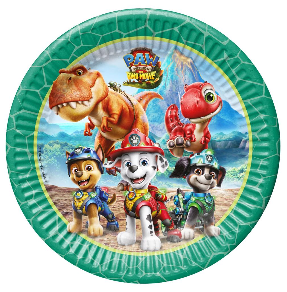 Paw Patrol Dinosaurus Film, papieren borden, 8 stuks, 23 cm Productafbeelding  AI-gegenereerde afbeelding